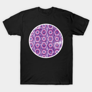 Pink and Purple Textured Hexagon Pattern Design T-Shirt